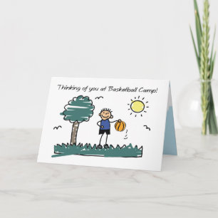 Boy Basketball Camp Stick Figure Thinking of You Card