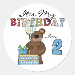 Boy Bear 2nd Birthday T-shirts and Gifts Classic Round Sticker
