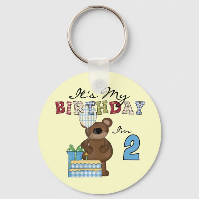 Boy Bear 2nd Birthday T-shirts and Gifts Keychain (Front)