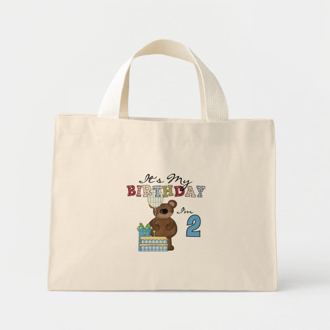 Boy Bear 2nd Birthday T-shirts and Gifts Mini Tote Bag (Front)
