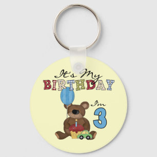 Boy Bear 3rd Birthday Tshirts and Gifts Keychain