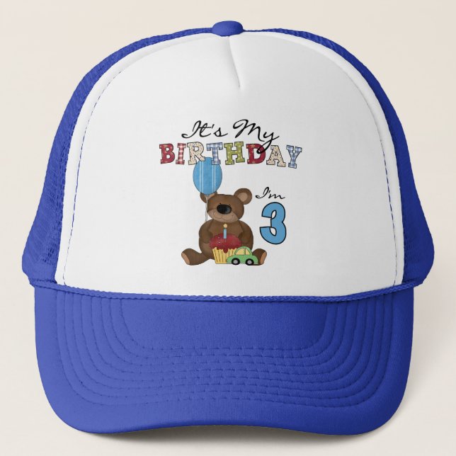 Boy Bear 3rd Birthday Tshirts and Gifts Trucker Hat (Front)