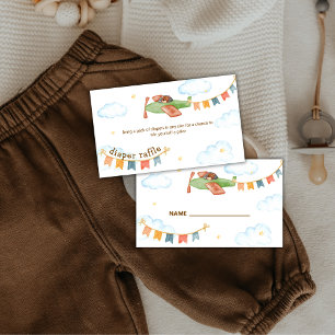 Boy Bear Airplane Sky Diaper Raffle Baby Shower  Enclosure Card