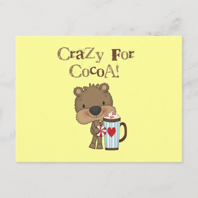 Boy Bear Crazy For Cocoa Holiday Postcard (Front)