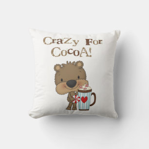 Boy Bear Crazy For Cocoa Holiday Throw Pillow