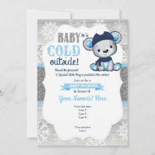 Boy Bear Invitation d'hiver pour le Baby shower ga