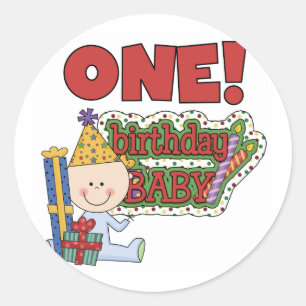 Boy Birthday Baby 1st Birthday Tshirts and Gifts Classic Round Sticker