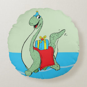 Boy, Birthday Dinosaur Round Pillow