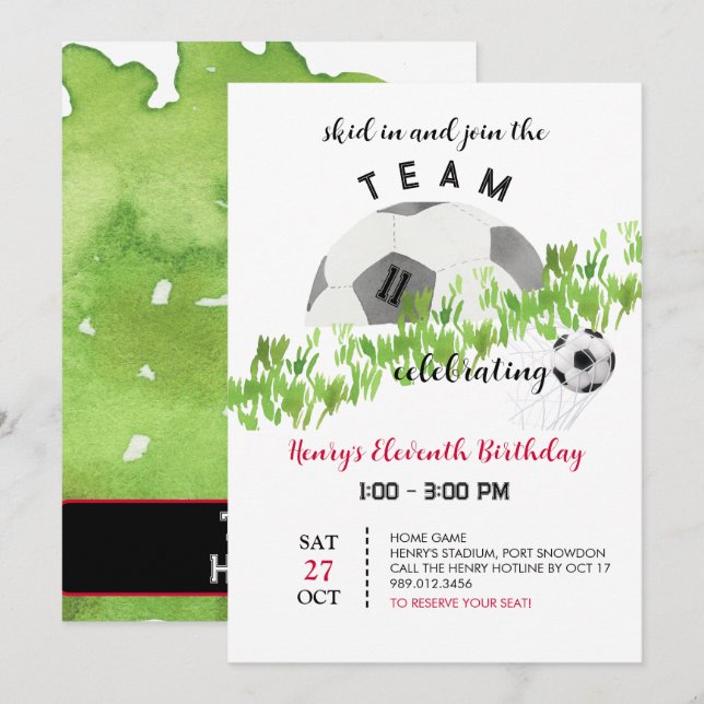 Boy Birthday Football Invitation (Front/Back)