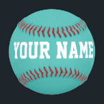Boy Birthday gift idea custom name text turquoise Baseball<br><div class="desc">Create your unique Boy Birthday gift turquoise light blue custom name text Baseball adding your own personalized name, year, slogan, message or any text. Customizable cute baseball gift game for boy, boyfriend, dad, grandpa, cheerleaders, teen, teenager, baby boy, players, teammates, fans. Choose your favourite team and use any background colour....</div>