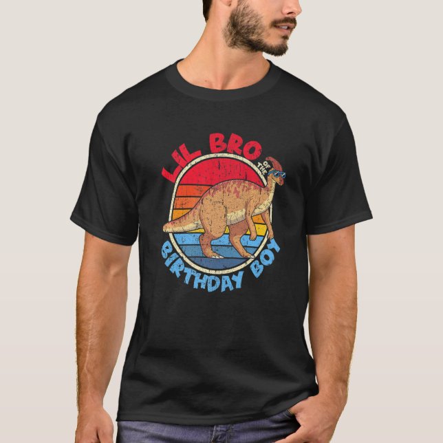 Boy Birthday I Lil Bro I Parasaurolophus I Family  T-Shirt (Front)