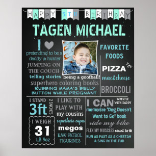 Boy Birthday panneau d'affichage affiche