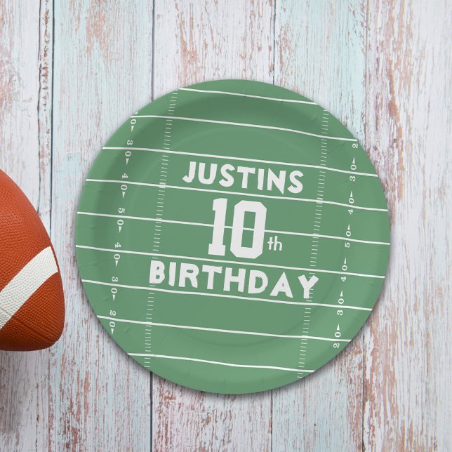 Boy Birthday Party Cute Football Personalized Paper Plate (Creator Uploaded)