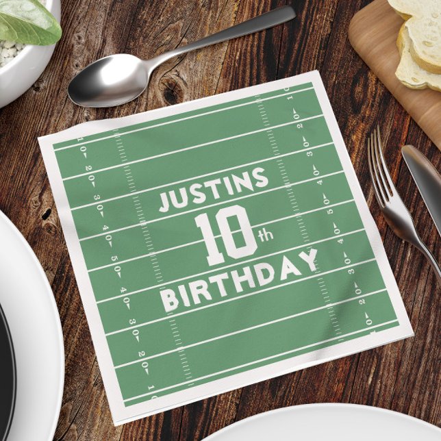 Boy Birthday Party Football Personalized Napkin (Creator Uploaded)