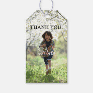 Boy birthday photo thank you favour tag