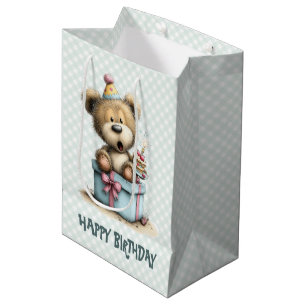 Boy Birthday Teddy Bear Gift Medium Gift Bag