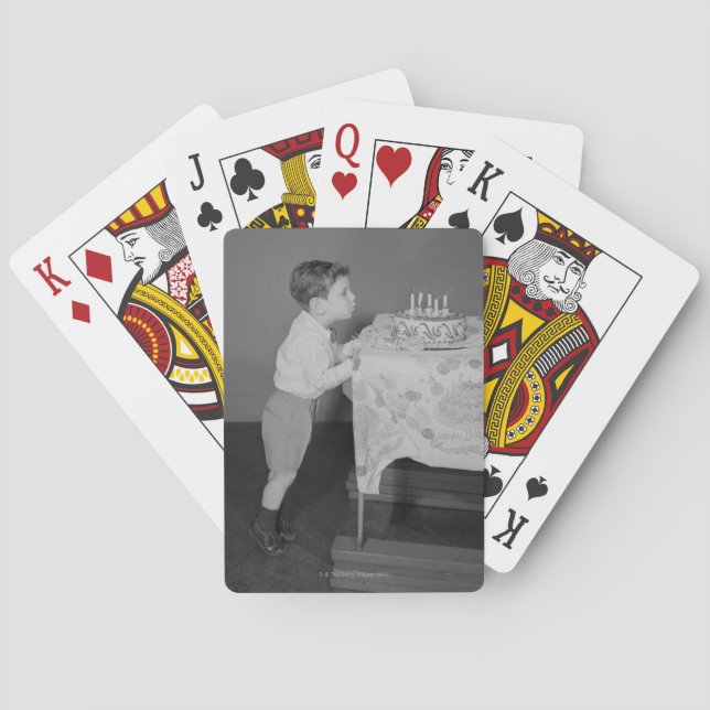 Boy Blowing Out Candles Playing Cards (Back)