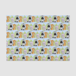 Boy Blue Baby Shower Cute Safari Jungle Animals Tissue Paper