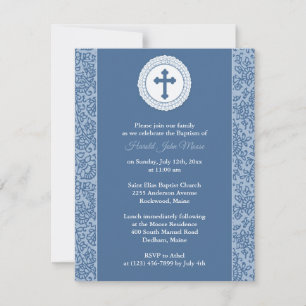 Boy Blue Baptism Invitation