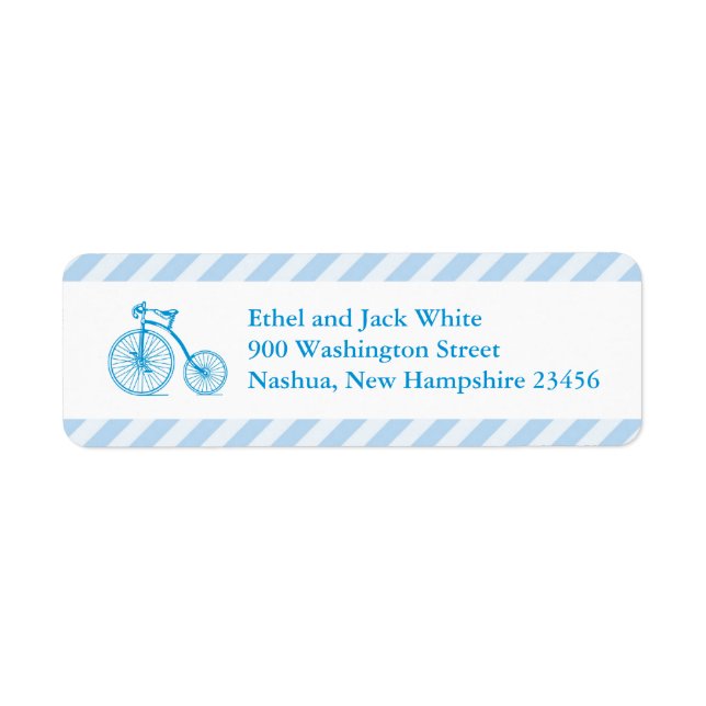 Boy Blue Bicycle Baby shower Retourner l'adresse É (Devant)
