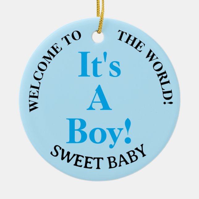 Boy Blue Birth Stats Welcome to the World Ceramic Ornament (Front)