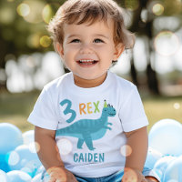 Boy Blue Dinosaur Three Rex 3rd Birthday Party