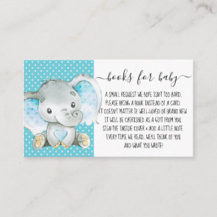 Boy Blue Elephant Book Request for Baby Shower Enclosure Card
