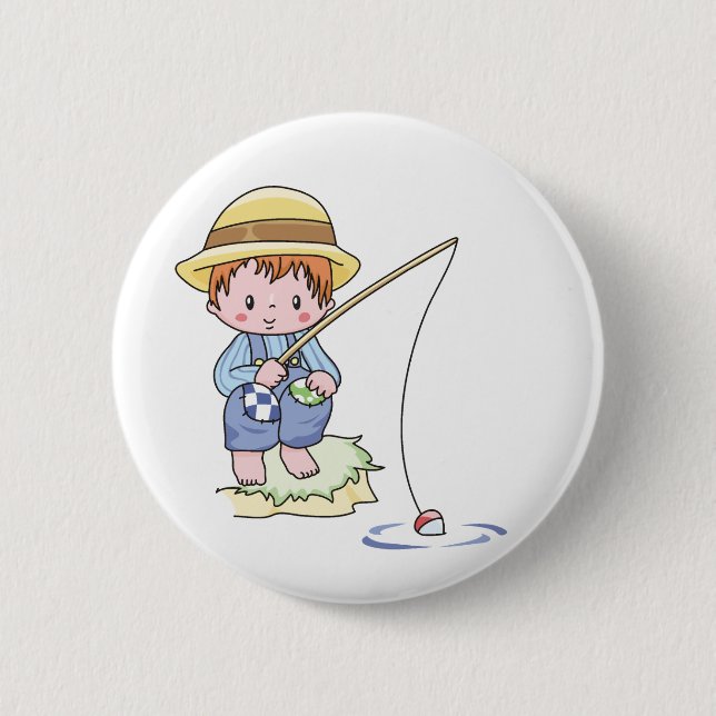 Boy Blue Fishing 2 Inch Round Button (Front)