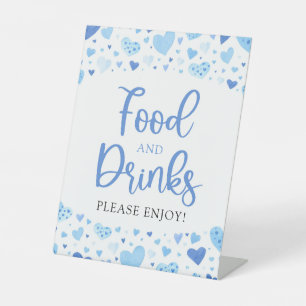 Boy Blue Hearts Valentine Food and Drinks Sign
