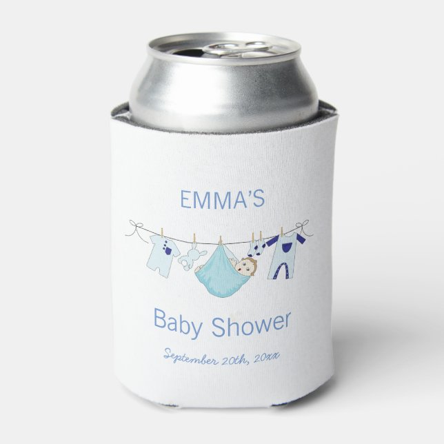 Boy Blue illustration Cartoon Laundry Baby Shower Can Cooler (Can Front)
