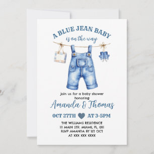 Boy Blue Jean Baby Shower Invitation