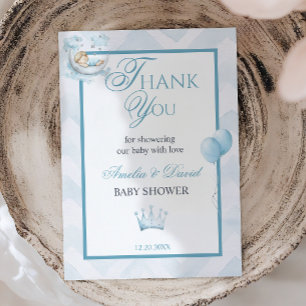 Boy Blue Moon Prince Watercolor Baby Shower Thank You Card