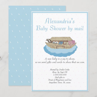 Boy Blue Noah Ark Baby shower par mail Invitation