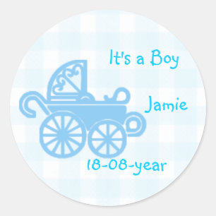 boy-blue-pram classic round sticker