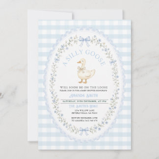 Boy Blue Silly Goose Grandmillenial Baby Shower  Invitation