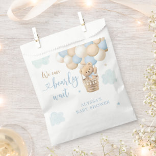 Boy Blue Teddy Bear Hot Air Balloon Baby Shower Favour Bag