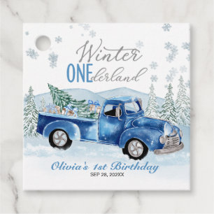 Boy Blue Truck Winter Onederland First Birthday Favour Tags