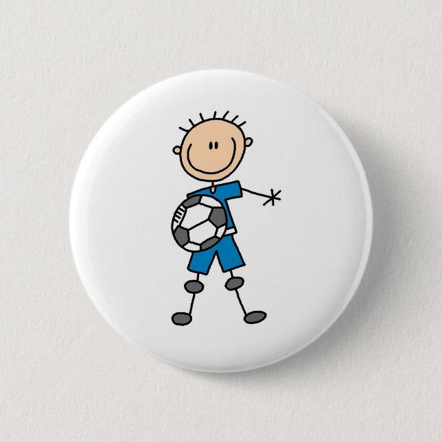 Boy Blue Uniform Soccer 2 Inch Round Button (Front)