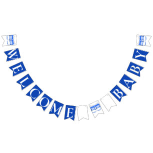BOY BLUE "Welcome Baby" BABY SHOWER Bunting Flags