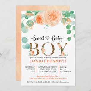 Boy Botanical teal and orange Baby Shower