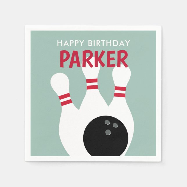Boy Bowling Birthday Party  Napkin (Front)