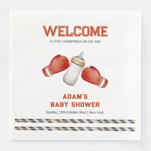 Boy Boxing Little Champion Baby Shower Welcome Napkin