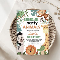 Boy Brown Green Calling All Party Animals Birthday