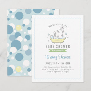 Boy Bubble Bath Baby Shower Invitation