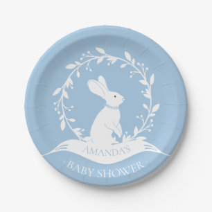 Boy Bunny Baby Shower 7" Plate