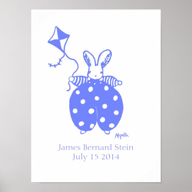 Boy Bunny birthday poster (Front)
