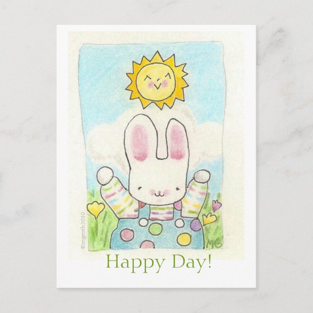 boy bunny Happy Day! postcard (Front)