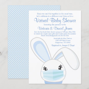 Boy Bunny Rabbit Mask Virtual Baby Shower Invitation