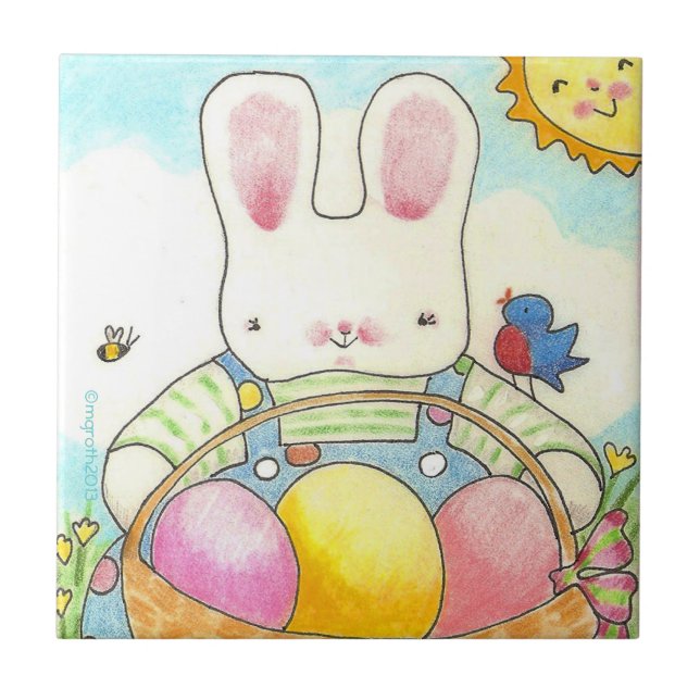 Boy bunny with basket tile (Front)