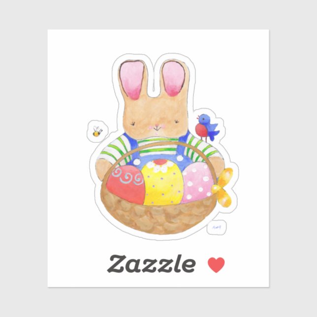 Boy Bunny with Easter Basket Sticker (Sheet)